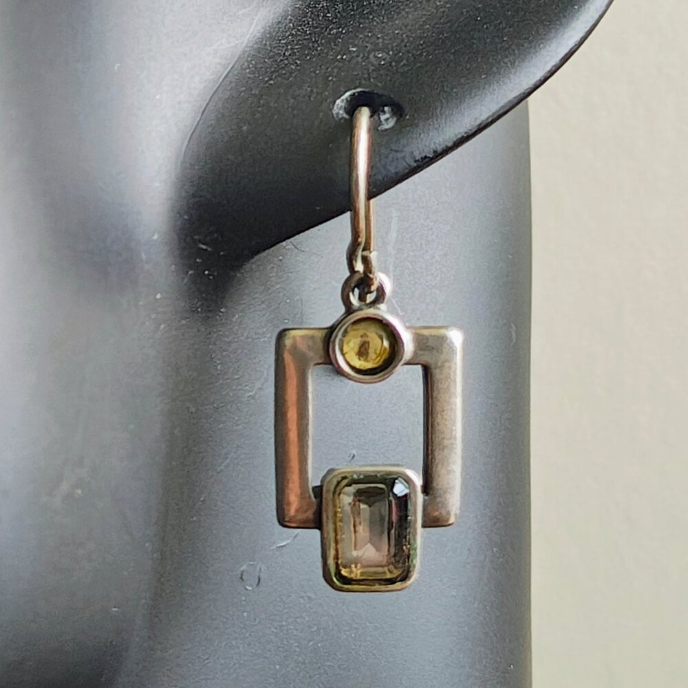Vintage Gemstone SS Art Deco Earrings - Picture 3 of 7